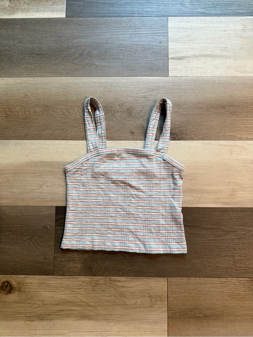 American Eagle Outfitters Blue Tank Top with Orange and Cream Stripes